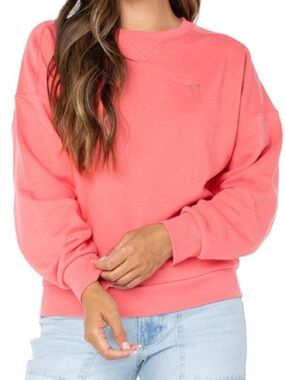 Roxy Coral Pink Crew Neck Pullover Sweatshirt Women’s Size Small